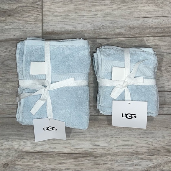 6 Pc UGG Pasha Reef Light Baby Blue Bath Towel Set - 2 Hand Towels, 4 Washcloths - Picture 2 of 5